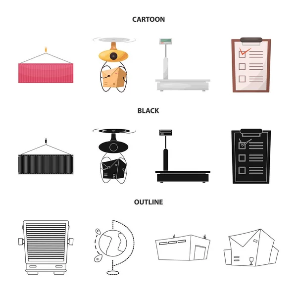 Ilustração vetorial de mercadorias e sinal de carga. Conjunto de mercadorias e ícone de vetor de armazém para estoque . — Vetor de Stock