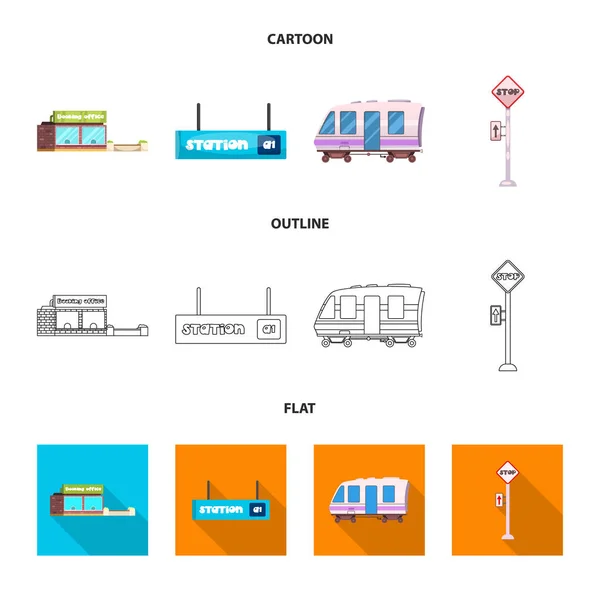 Ilustração vetorial do logotipo do trem e da estação. Coleção de trem e bilhete símbolo de estoque para web . —  Vetores de Stock