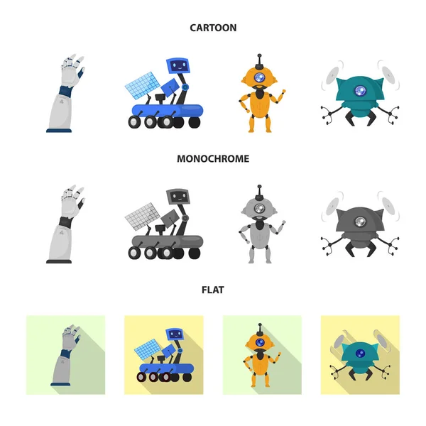 Векторная конструкция робота и заводской символ. Коллекция иконки робота и космического вектора для склада . — стоковый вектор