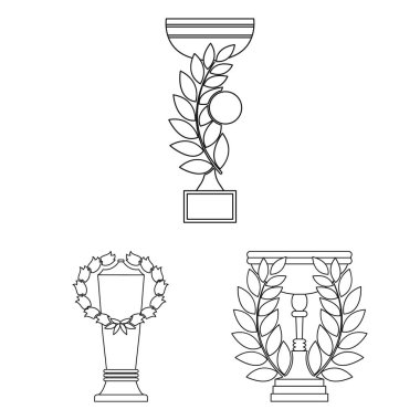 Set koleksiyonu tasarım için altın Kupası anahat simgeleri. Kazananlar Kupası vektör simge stok web çizim.