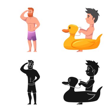 Havuzu ve yüzme işaret illüstrasyon vektör. Hisse senedi için havuz ve etkinlik vektör simge kümesi.