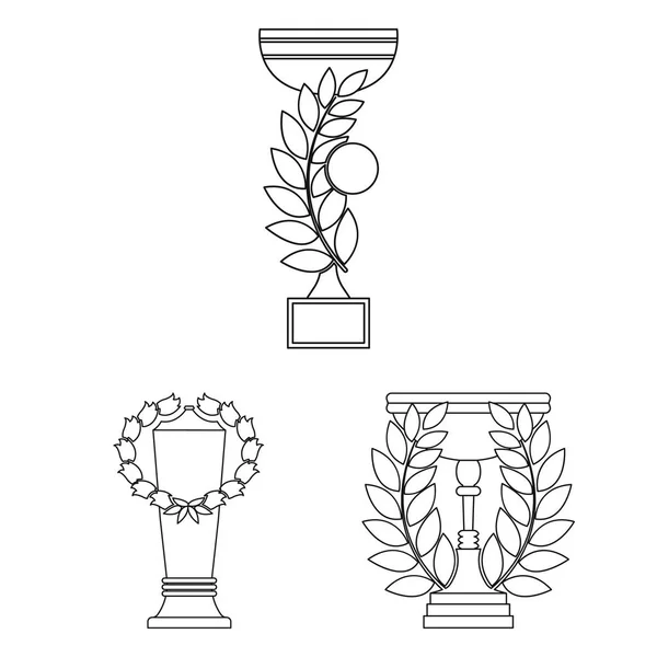 金杯轮廓图标在集合中用于设计。赢家杯矢量符号股票网页插图. — 图库矢量图片
