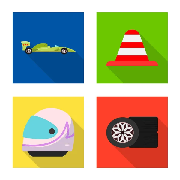 Векторная иллюстрация автомобиля и знак ралли. Набор векторной иллюстрации автомобилей и гоночных запасов . — стоковый вектор