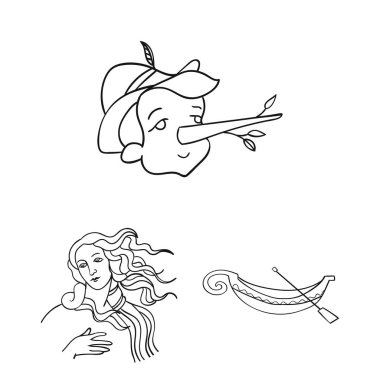 Ülke İtalya anahat simgeleri set koleksiyonu tasarım için. İtalya ve dönüm noktası sembol stok web illüstrasyon vektör.