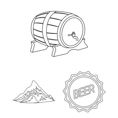 Münih anahat simgeleri set koleksiyonu tasarım için Ekim Festivali. Gelenek ve eğlenceli sembol stok web illüstrasyon vektör.