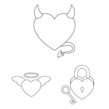 Set koleksiyonu tasarım için romantik ilişki anahat simgeleri. Sevgi ve dostluk sembolü hisse senedi web illüstrasyon vektör.