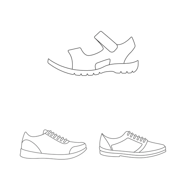 Различные иконки контуров обуви в коллекции наборов для дизайна. Мужская и женская обувь векторные символы веб-иллюстрации . — стоковый вектор