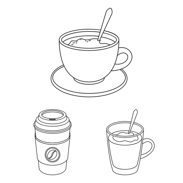 Různé druhy kávy osnovy ikon v kolekce sady pro design. Kávový nápoj vektor symbol akcií web ilustrace. — Stockový vektor