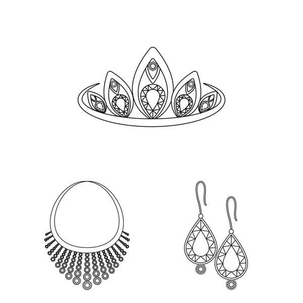 Bijoux et accessoires contour icônes dans la collection ensemble pour design.Decoration vectoriel symbole stock illustration web . — Image vectorielle