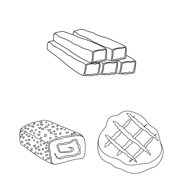 Diferentes iconos de contorno de carne en la colección de conjuntos para el diseño. Carne producto vector símbolo stock web ilustración . — Vector de stock
