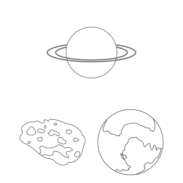 Planety układu słonecznego zarys ikony w kolekcja zestaw do projektowania. Kosmos i astronomia ilustracja web akcji symbol wektor. — Wektor stockowy