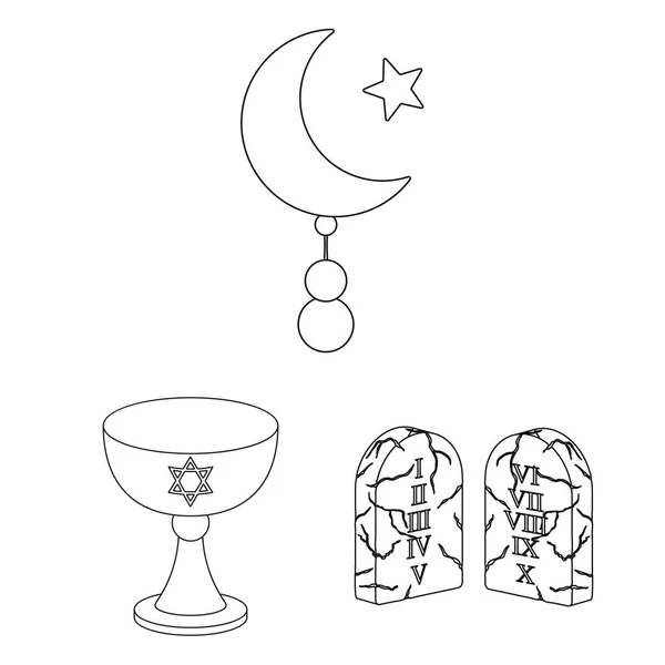 Religion et croyance esquissent des icônes dans la collection de jeu pour le design. Accessoires, prière vectoriel symbole stock web illustration . — Image vectorielle
