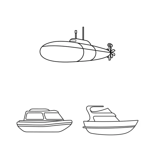デザインのセットのコレクションする水と海の交通概要アイコン様々 なボートや船のベクトル シンボル ストック web イラスト. — ストックベクタ