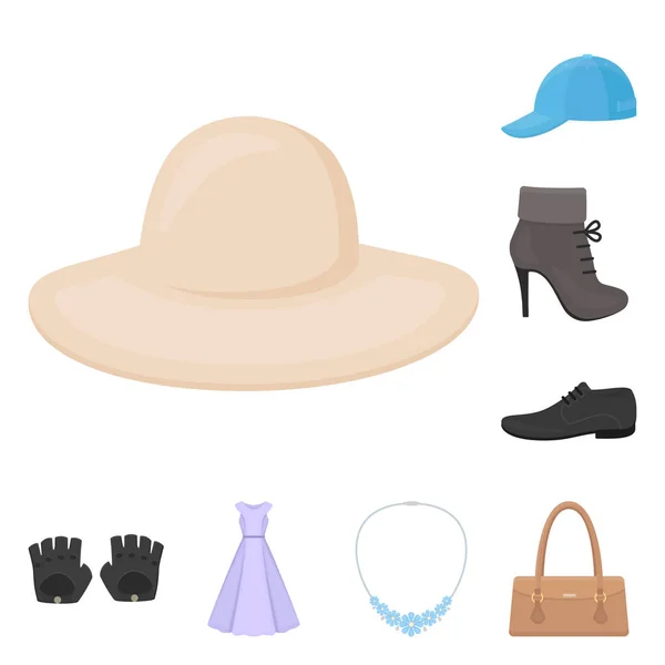 Ropa y accesorios iconos de dibujos animados en la colección de conjuntos para el diseño. Zapatos y decoración vector símbolo stock web ilustración . — Archivo Imágenes Vectoriales