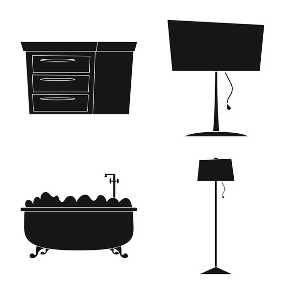 Objeto aislado de muebles e icono del apartamento. Conjunto de muebles y vector de inicio icono para la acción . — Vector de stock