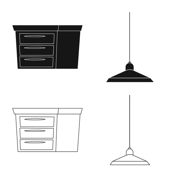 Objet isolé de mobilier et symbole d'appartement. Ensemble de meubles et symbole de stock de maison pour le web . — Image vectorielle