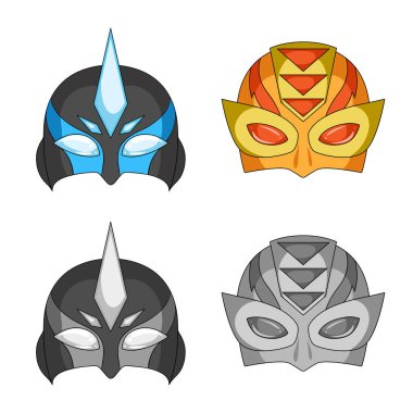 Kahraman ve maske simge vektör tasarımı. Kahraman kümesi ve hisse senedi için süper kahraman vektör simgesi.