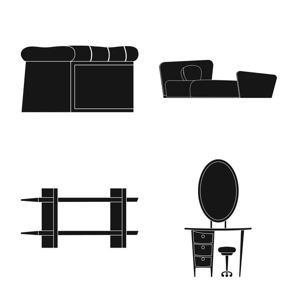 Illustration vectorielle des meubles et icône de l'appartement. Ensemble de meubles et symbole de stock de maison pour le web . — Image vectorielle