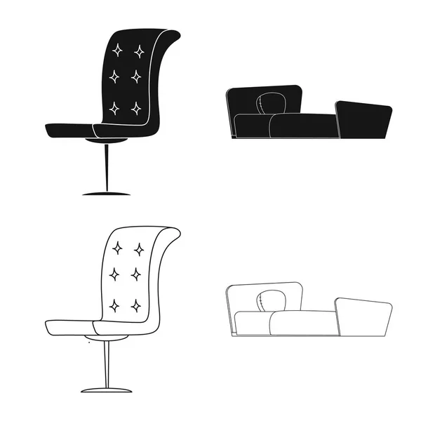 Isolerade objekt av möbler och lägenhet tecken. Samling av möbler och hem lager vektorillustration. — Stock vektor
