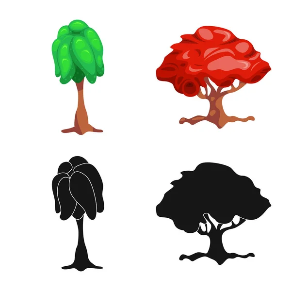 Vektordesign von Baum und Natursymbol. Sammlung von Baum- und Kronenvektorsymbolen für Aktien. — Stockvektor