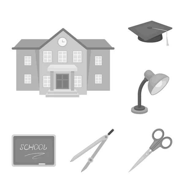 Escuela y educación iconos monocromáticos en la colección de conjuntos para design.College, equipo y accesorios vector símbolo stock web ilustración . — Archivo Imágenes Vectoriales