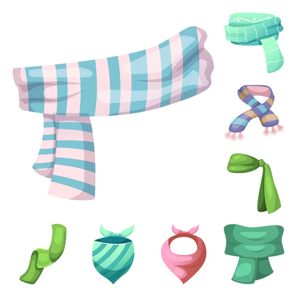 Векторный дизайн символа шарфа и шали. Коллекция векторных иллюстраций шарфов и аксессуаров . — стоковый вектор