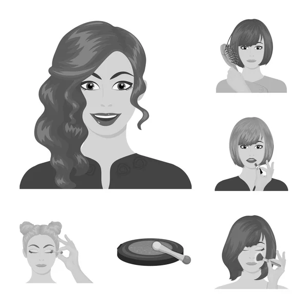 Догляд за волоссям та монохромними іконками обличчя в наборі для дизайну. Парфуми та макіяж Векторний символ стокова веб-ілюстрація . — стоковий вектор