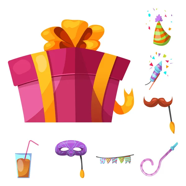 Diseño vectorial de fiesta y cartel de cumpleaños. Colección de fiesta y celebración vector de stock ilustración . — Vector de stock