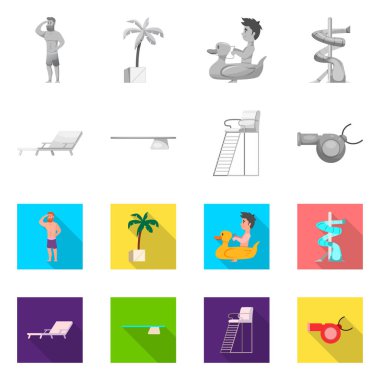 Yalıtılmış nesne havuzu ve logo yüzme. Web için havuz ve etkinlik hisse senedi simgesi kümesi.