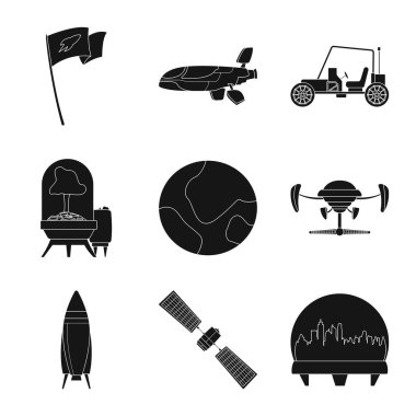 Mars ve uzay simge vektör Illustration. Mars ve gezegen vektör simgesini hissenin koleksiyonu.