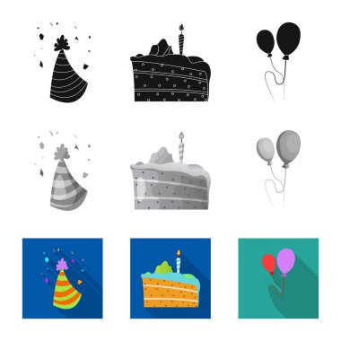 Parti ve Doğum işareti vektör Illustration. Web için kutlama ve parti hisse senedi simgesi kümesi.