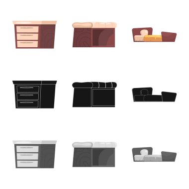 Mobilya ve daire logo yalıtılmış nesne. Mobilya ve ev hisse senedi vektör çizim.