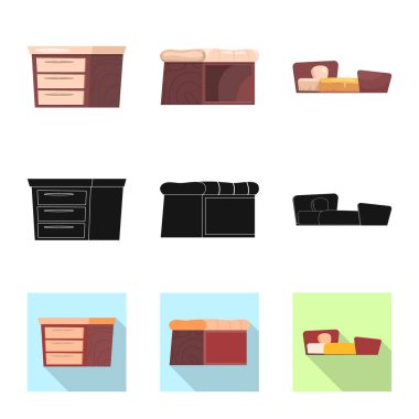 Vektör tasarım mobilya ve daire sembolü. Mobilya ve ev hisse senedi vektör çizim.