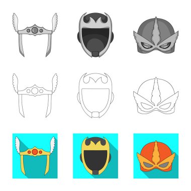 Kahraman ve maske simgesinin vektör tasarımı. Kahraman topluluğu ve hisse senedi için süper kahraman vektör simgesi.