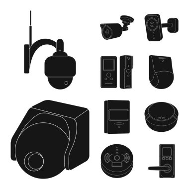 Cctv ve kamera simgesinin vektör tasarımı. Cctv ve sistem stok vektör çizim topluluğu.