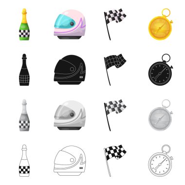 Araba ve ralli logosu yalıtılmış nesne. Araba ve yarış hisse senedi vektör çizim seti.