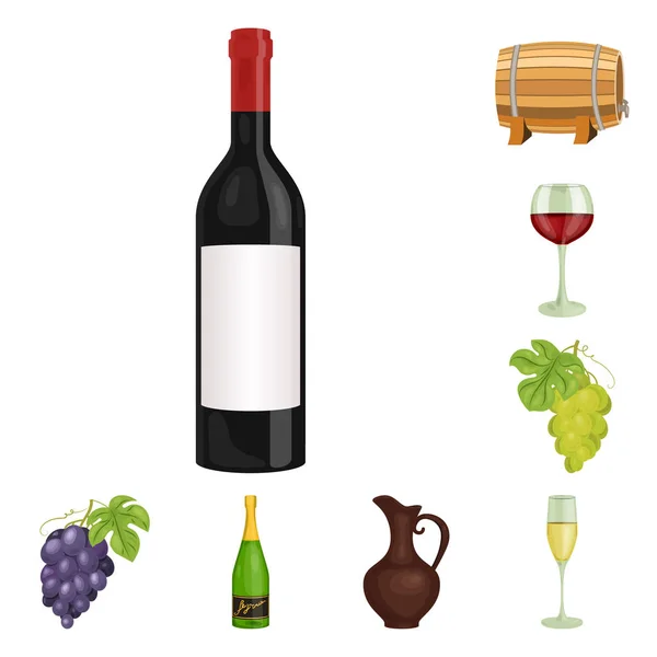 Produkty sektora wina kreskówka ikony w kolekcja zestaw do projektowania. Urządzeń i produkcji wina symbol web czas ilustracja wektorowa. — Wektor stockowy