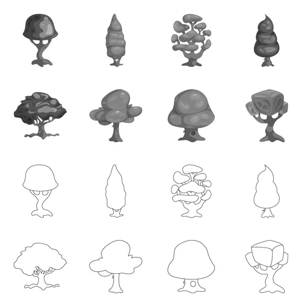 Vektorillustration av träd och naturen symbol. Uppsättning av träd och krona vektor ikonen för lager. — Stock vektor