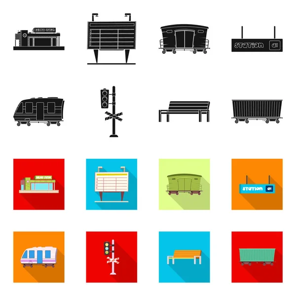 Geïsoleerde object van trein en station pictogram. Collectie van trein en ticket aandelensymbool voor web. — Stockvector