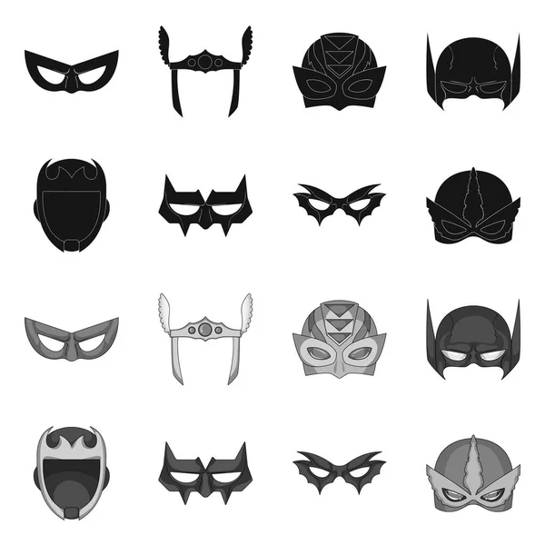 Vektor design av hjälte och mask symbol. Samling av hjälte och superhjälte lager vektorillustration. — Stock vektor