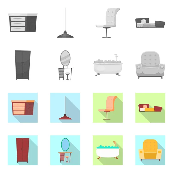 Objeto aislado de muebles e icono del apartamento. Colección de muebles y el icono del vector del hogar para la acción . — Archivo Imágenes Vectoriales