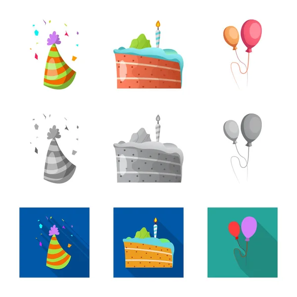 Illustration vectorielle du symbole de fête et d'anniversaire. Ensemble de fête et de célébration stock symbole pour le web . — Image vectorielle