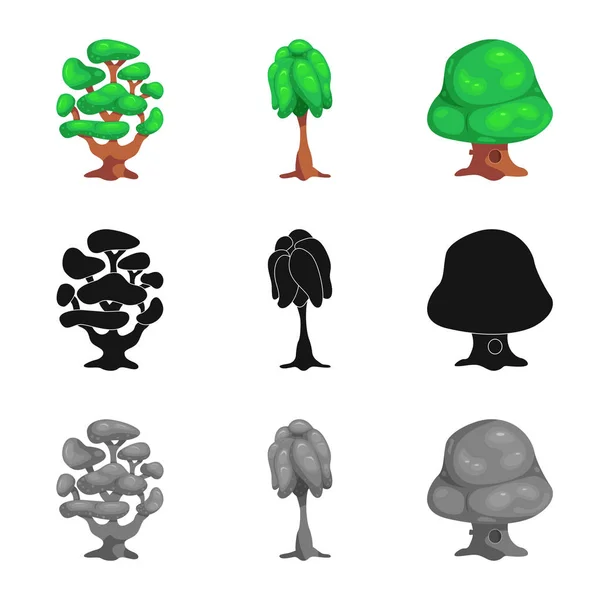 Ilustración vectorial del icono del árbol y la naturaleza. Conjunto de árbol y corona icono vectorial para stock . — Archivo Imágenes Vectoriales