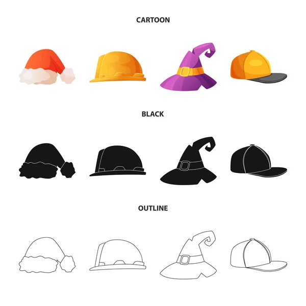 Diseño vectorial de la cabeza y la señal de la tapa. Conjunto de sombreros y accesorios stock vector ilustración . — Vector de stock