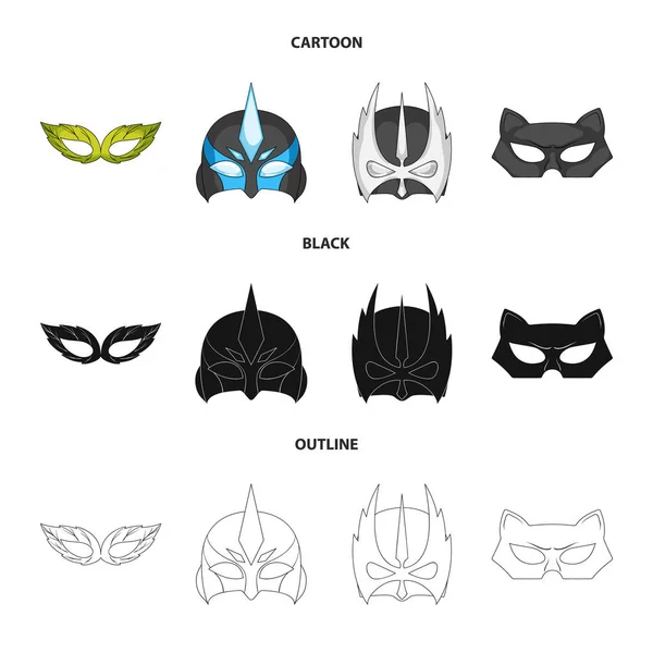 Diseño vectorial de héroe y máscara símbolo. Conjunto de héroe y superhéroe símbolo de acciones para la web . — Archivo Imágenes Vectoriales