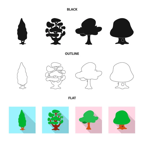 Ilustración vectorial del icono del árbol y la naturaleza. Colección de árbol y corona icono vectorial para stock . — Vector de stock