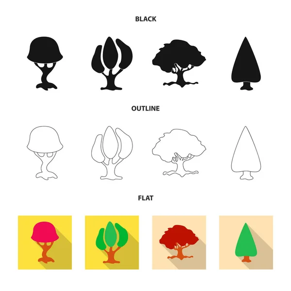 Illustrazione vettoriale di albero e segno della natura. Serie di albero e corona stock vettoriale illustrazione . — Vettoriale Stock