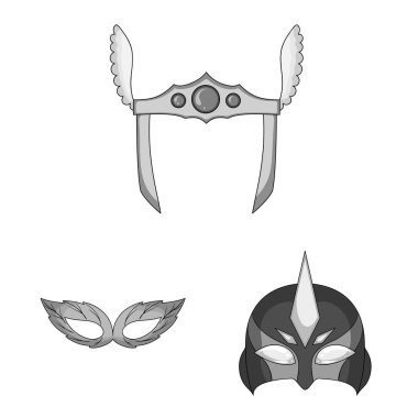 Kahraman ve maske logo vektör tasarımı. Kahraman ve süper kahraman hisse senedi vektör çizim seti.