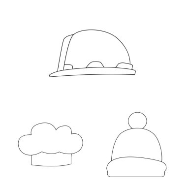 Şapkalar ve kap simgesi yalıtılmış nesne. Şapkalar ve aksesuar hisse senedi vektör çizim.