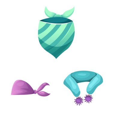 Eşarp ve şal logosu yalıtılmış nesne. Web için hisse senedi sembolü eşarp ve aksesuar koleksiyonu.